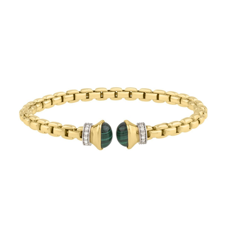 14K Yellow Gold Diamond Venetian Link Bangle, front view