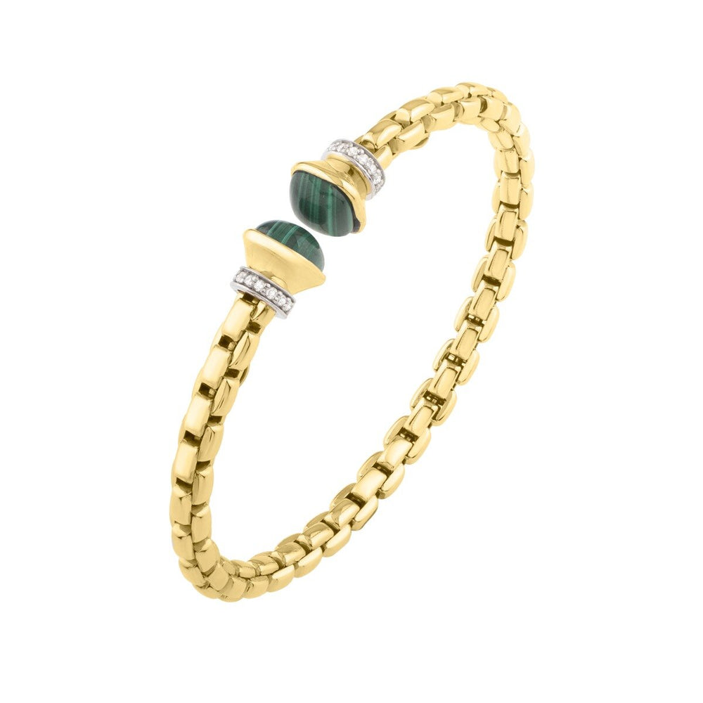 14K Yellow Gold Diamond Venetian Link Bangle, view 2