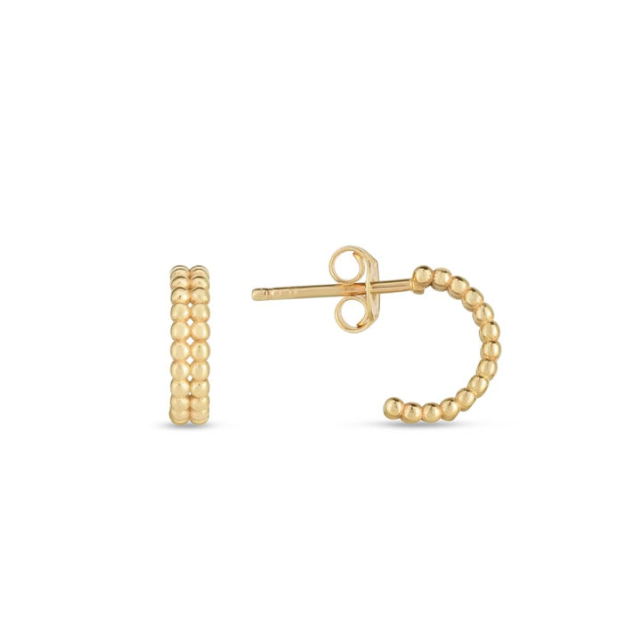 14K Yellow Gold Double Row Mini Prosecco Earrings, front view