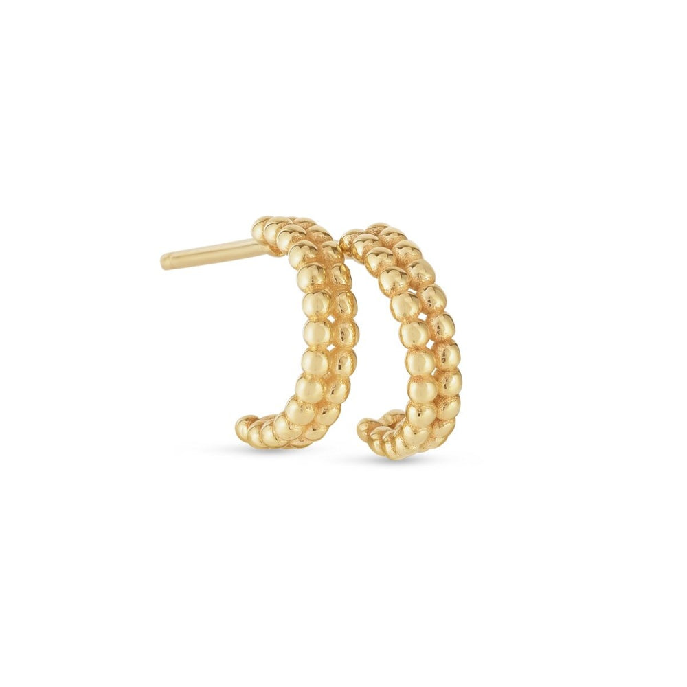 14K Yellow Gold Double Row Mini Prosecco Earrings, view 2