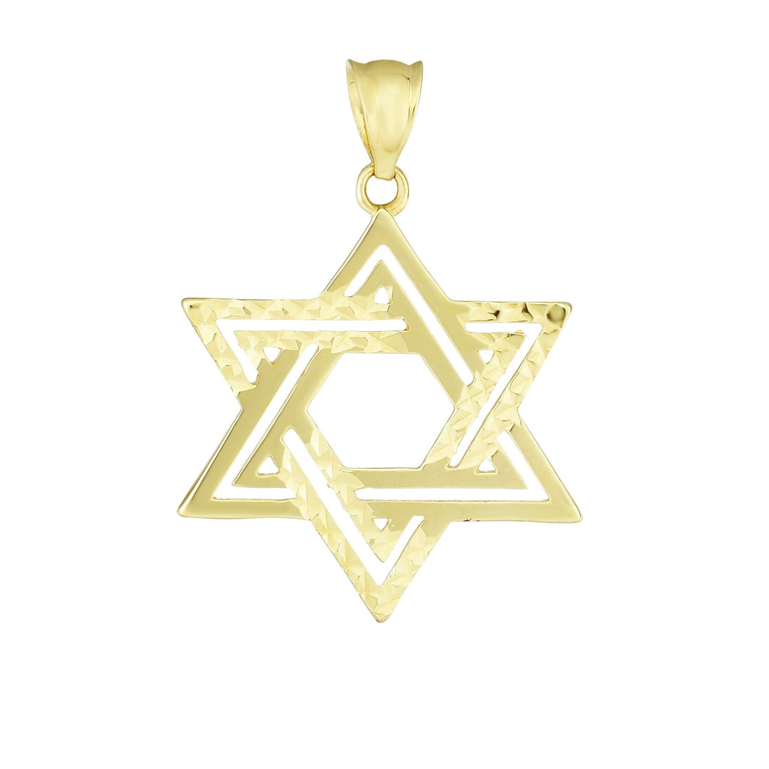 14K Yellow Gold Double Row Star of David, front view