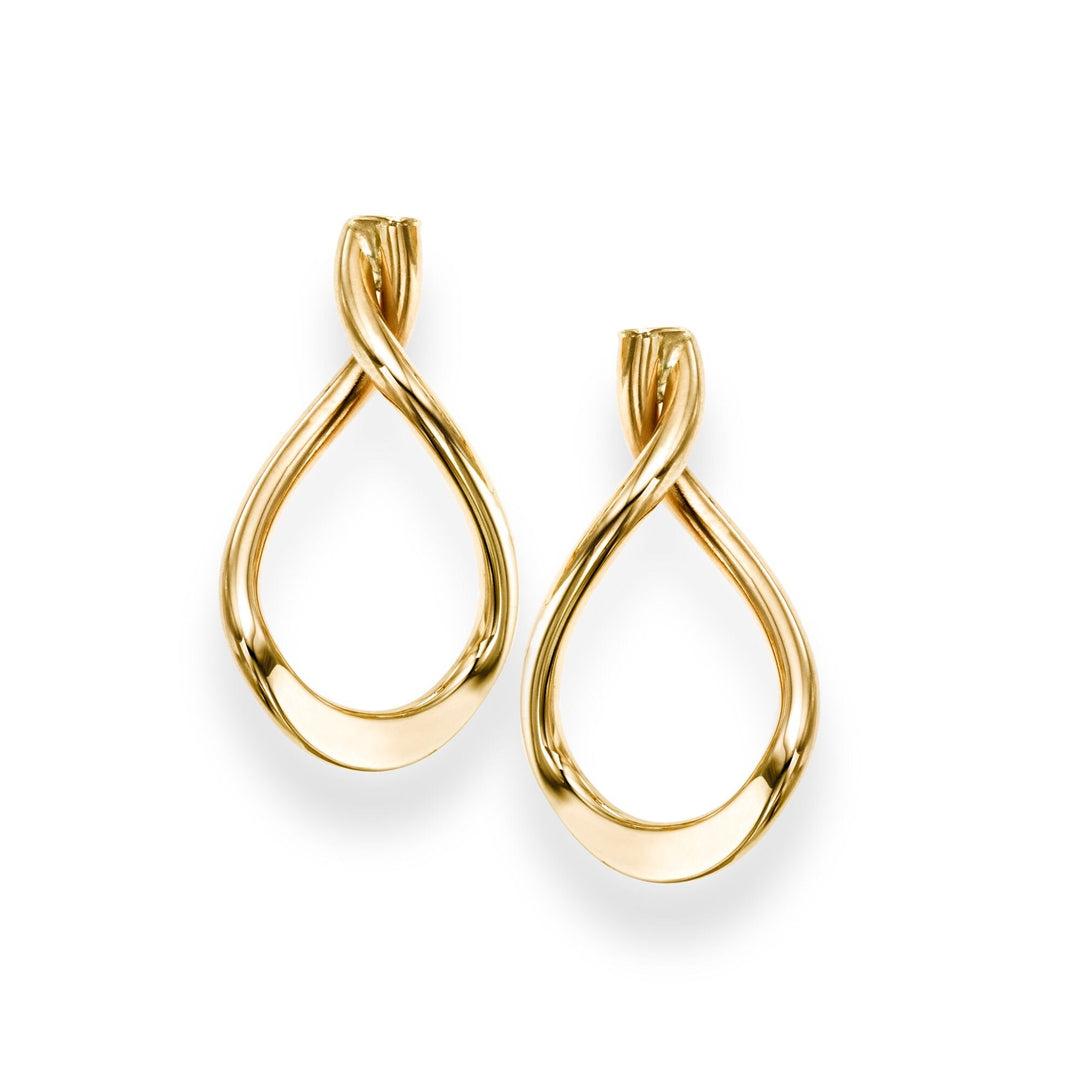 14K Yellow Gold Drop Freeform Earring, front view