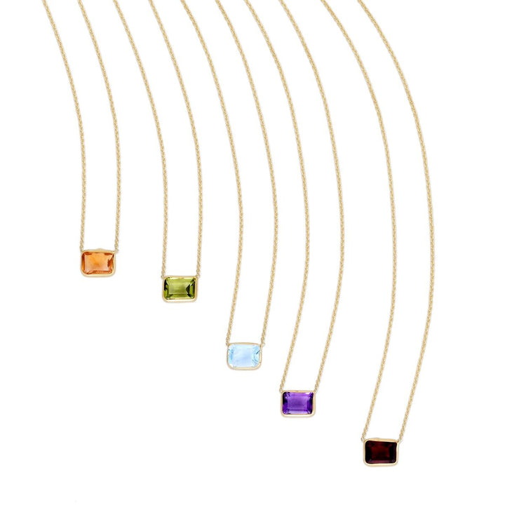 14K Yellow Gold Emerald Cut Garnet Necklace, view 2
