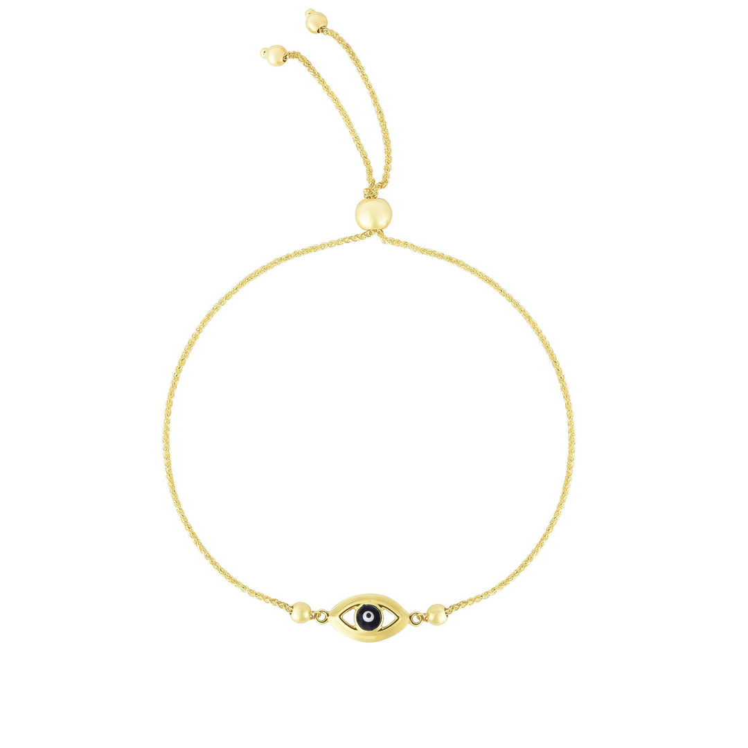 14K Yellow Gold Eye Friendship Bracelet, front view