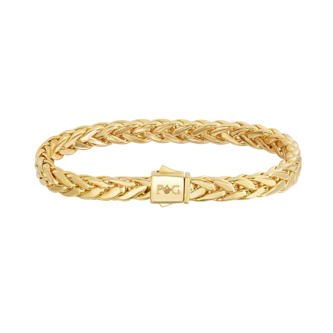 14K Yellow Gold Flat Woven Bracelet, front view