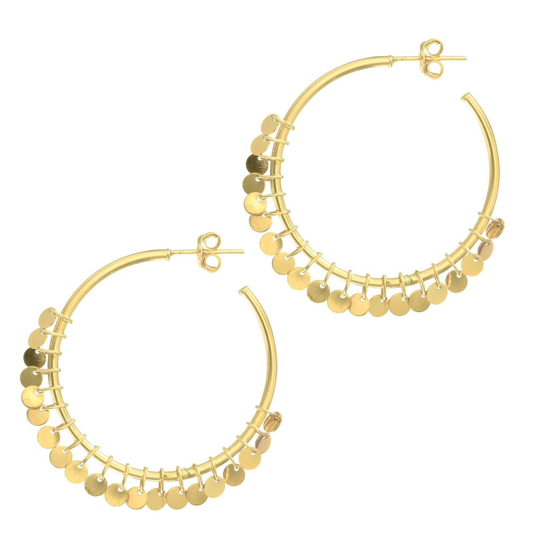 14K Yellow Gold Flora Hoop Earring, front view