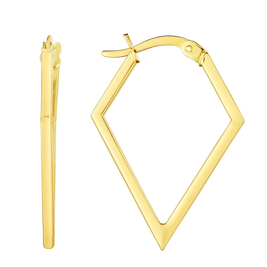 14K Yellow Gold Geometric Hoop Earrings, front view