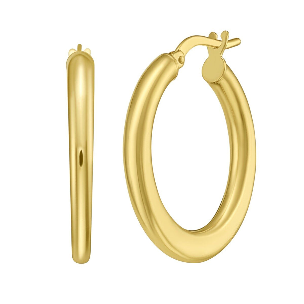 14K Yellow Gold Graduated Flat Hoops, view 2