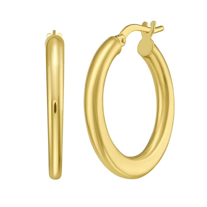 14K Yellow Gold Graduated Flat Hoops, view 2