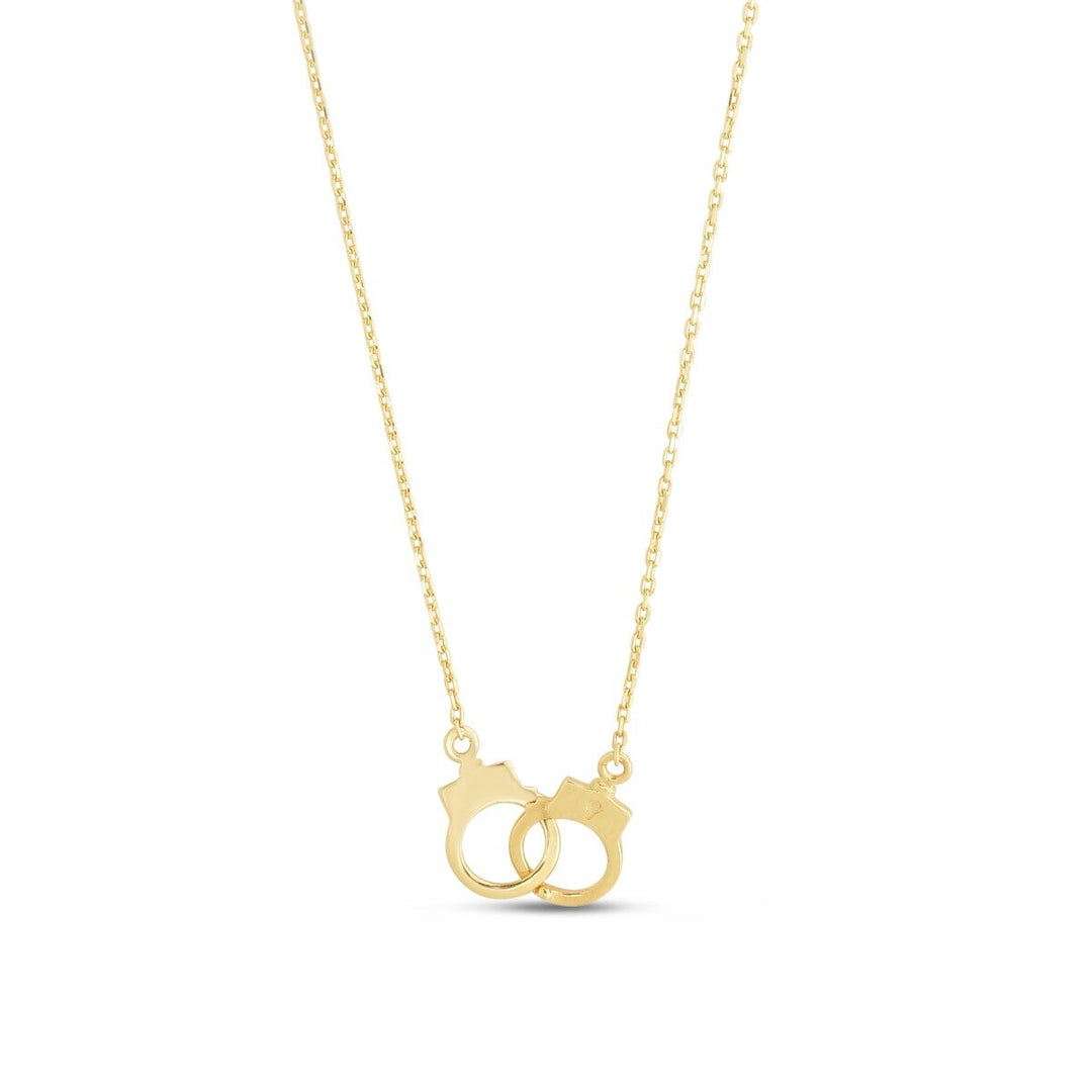 14K Yellow Gold Handcuff Necklace, front view