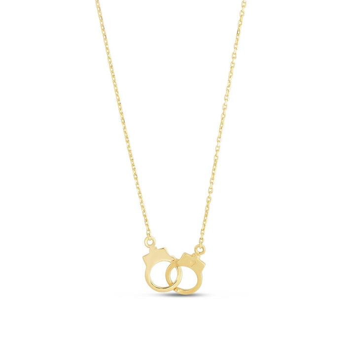14K Yellow Gold Handcuff Necklace, front view