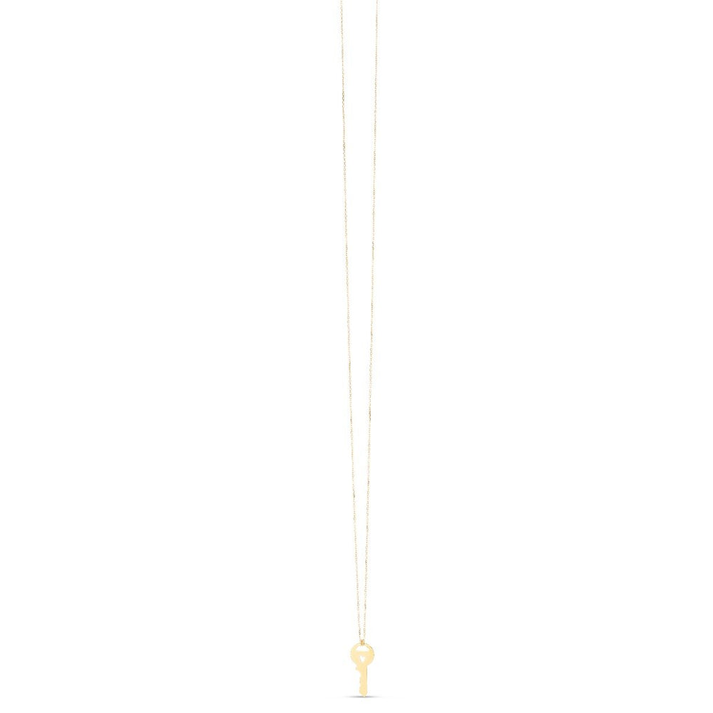 14K Yellow Gold Heart Key Necklace, view 2