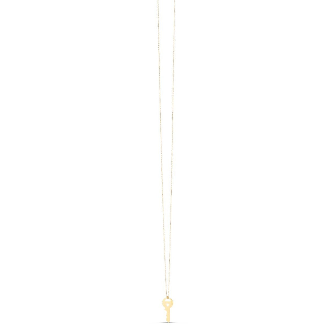 14K Yellow Gold Heart Key Necklace, view 2