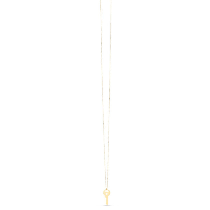 14K Yellow Gold Heart Key Necklace, view 2