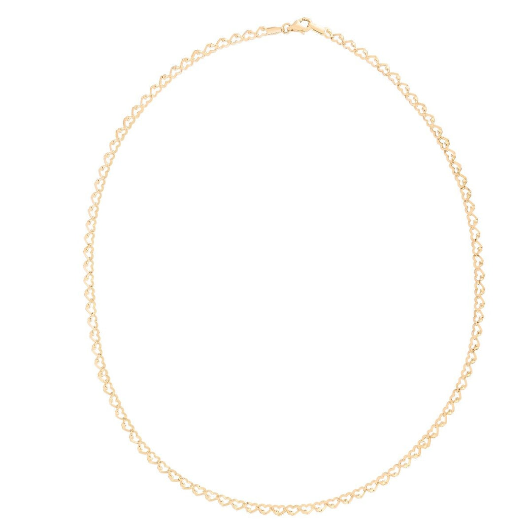14K Yellow Gold Heart Link Chain, front view