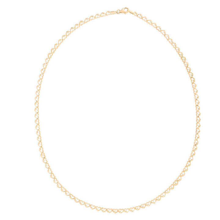 14K Yellow Gold Heart Link Chain, front view
