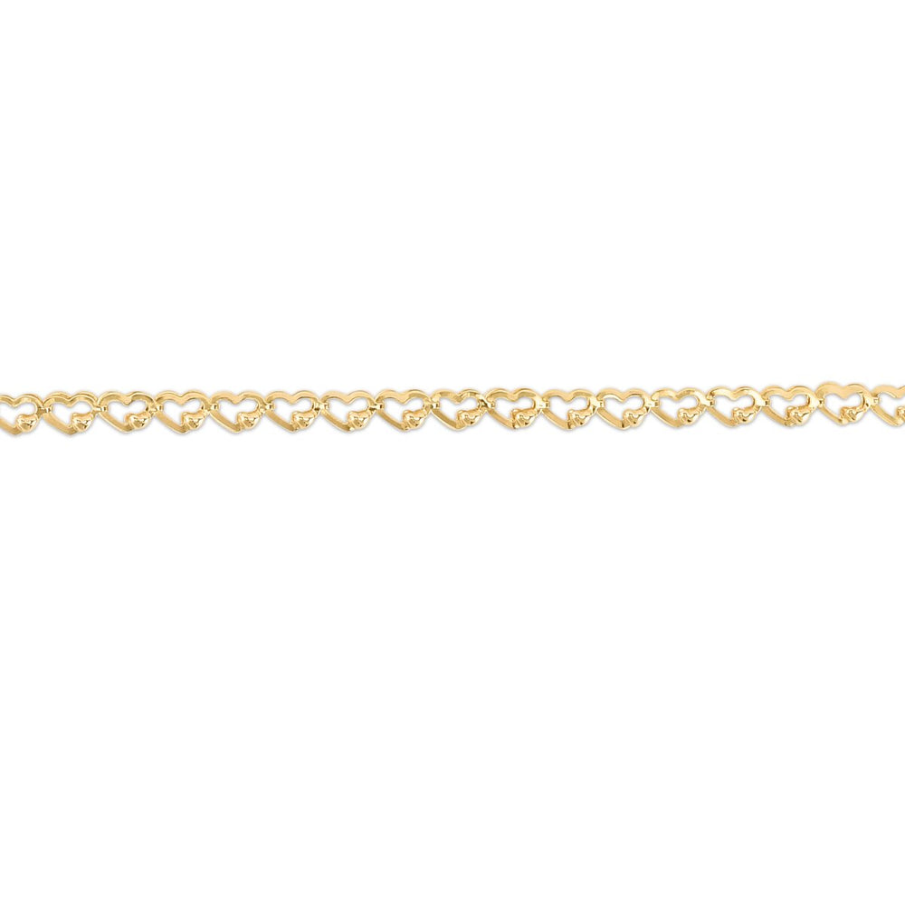 14K Yellow Gold Heart Link Chain, view 2
