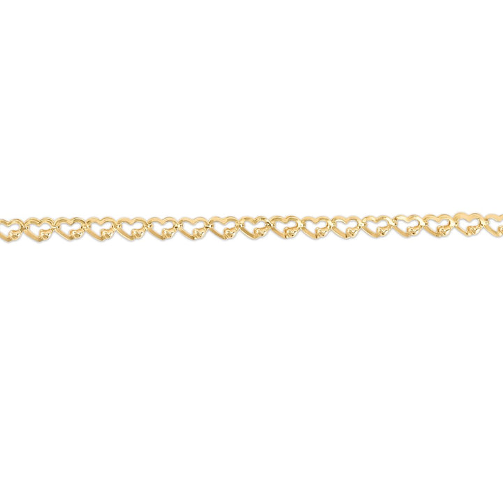 14K Yellow Gold Heart Link Chain, view 2