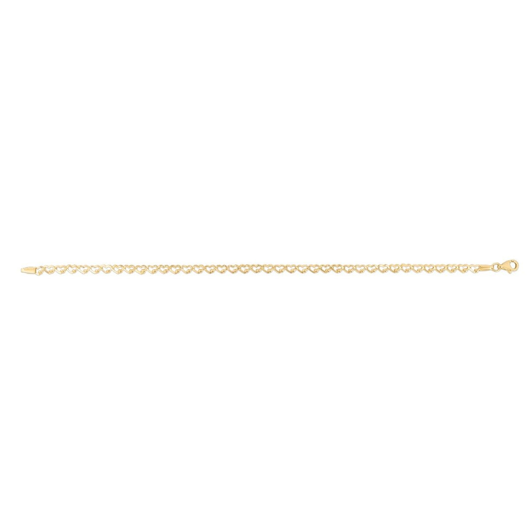 14K Yellow Gold Heart Link Chain, view 3