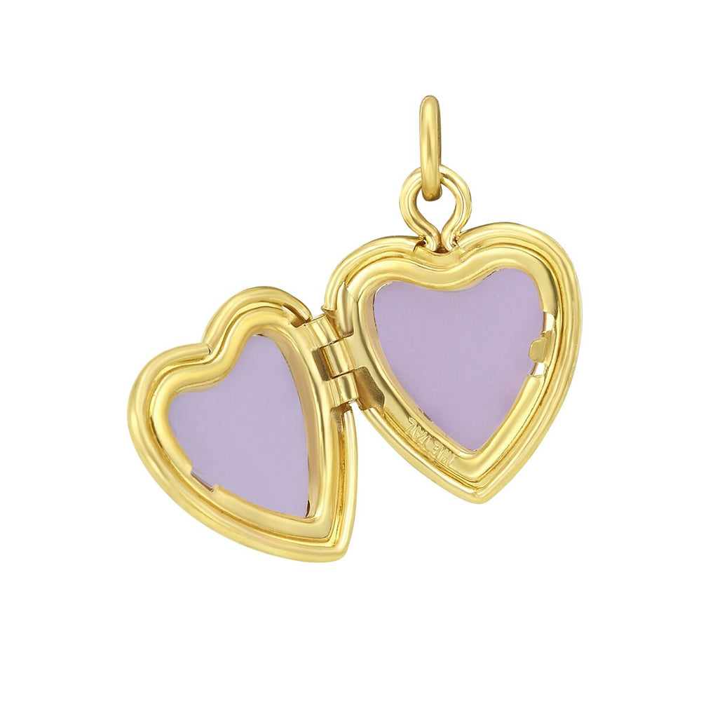 14K Yellow Gold Heart Locket Pendant, view 2