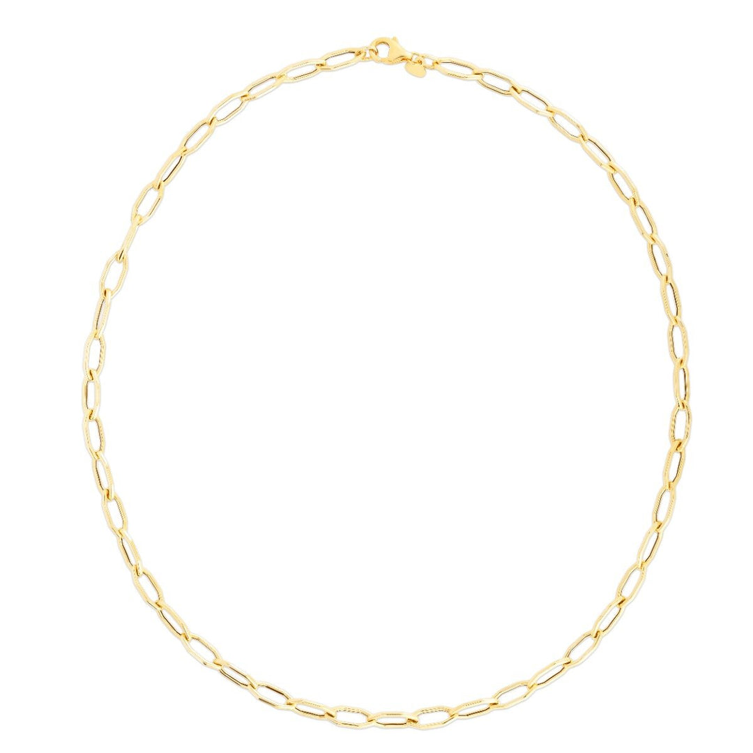 14K Yellow Gold Hexagon Link Chain, front view