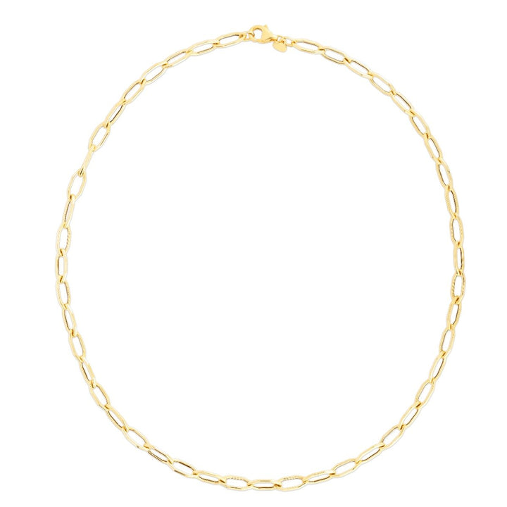 14K Yellow Gold Hexagon Link Chain, front view