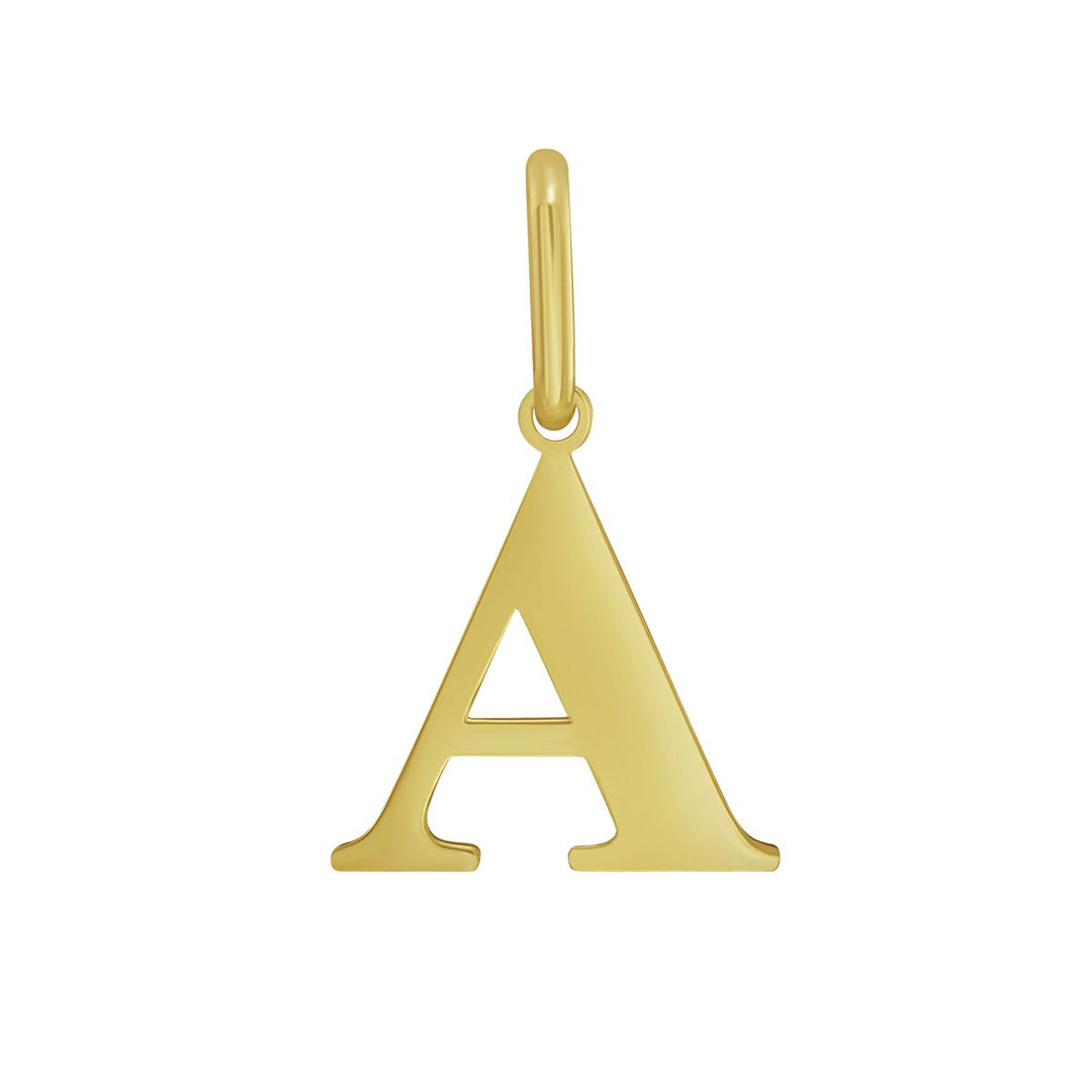 14K Yellow Gold Initial A Charm, front view