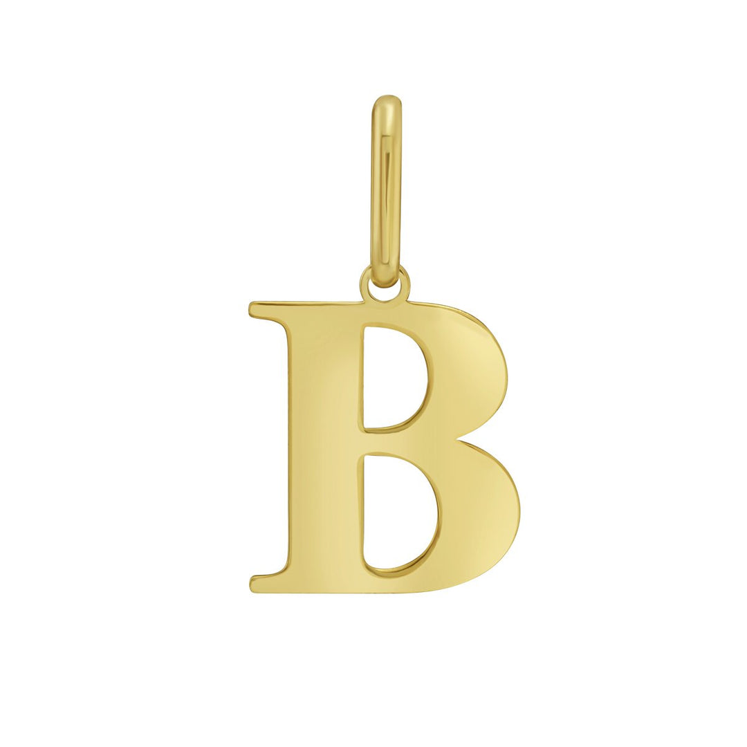 14K Yellow Gold Initial B Charm, front view