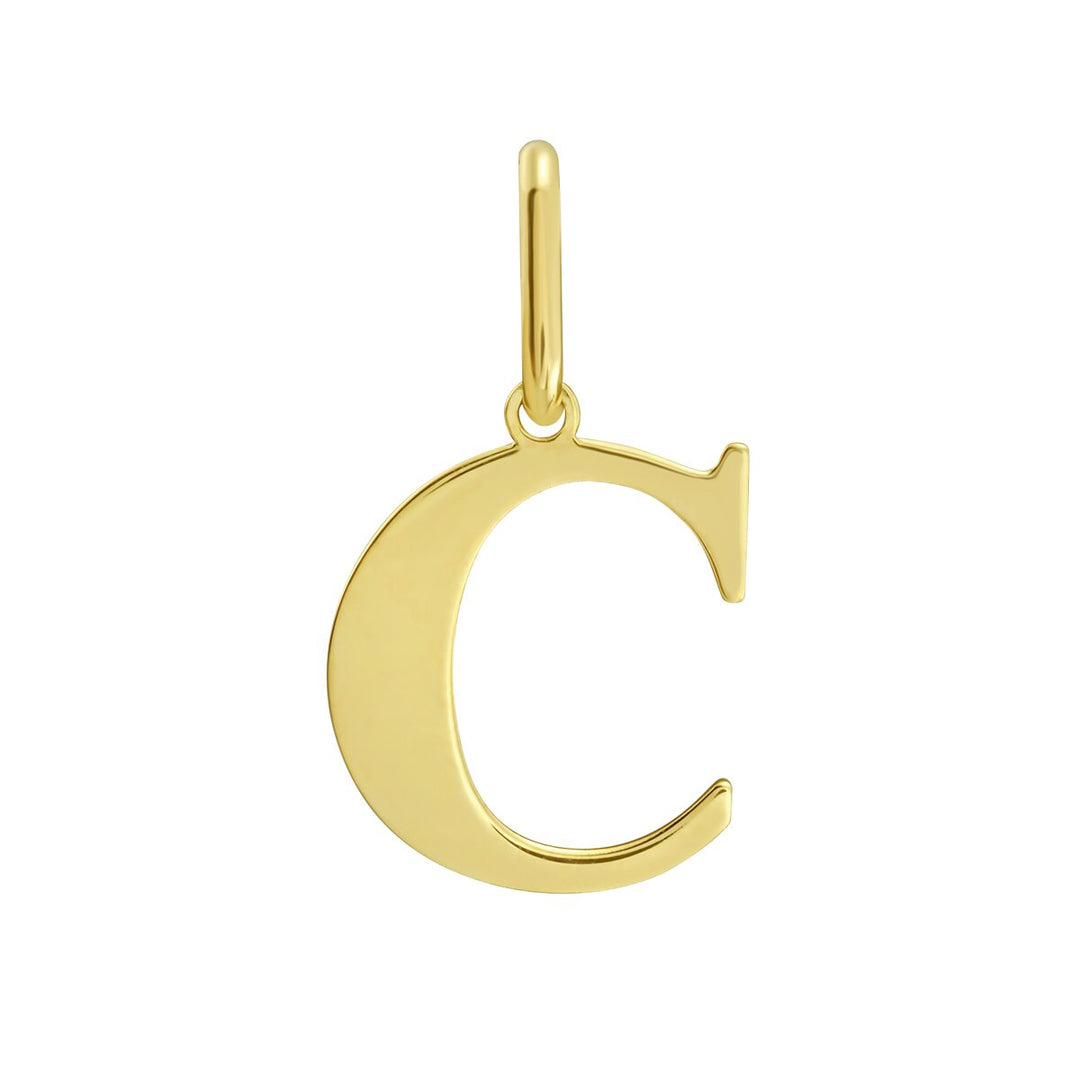 14K Yellow Gold Initial C Charm, front view
