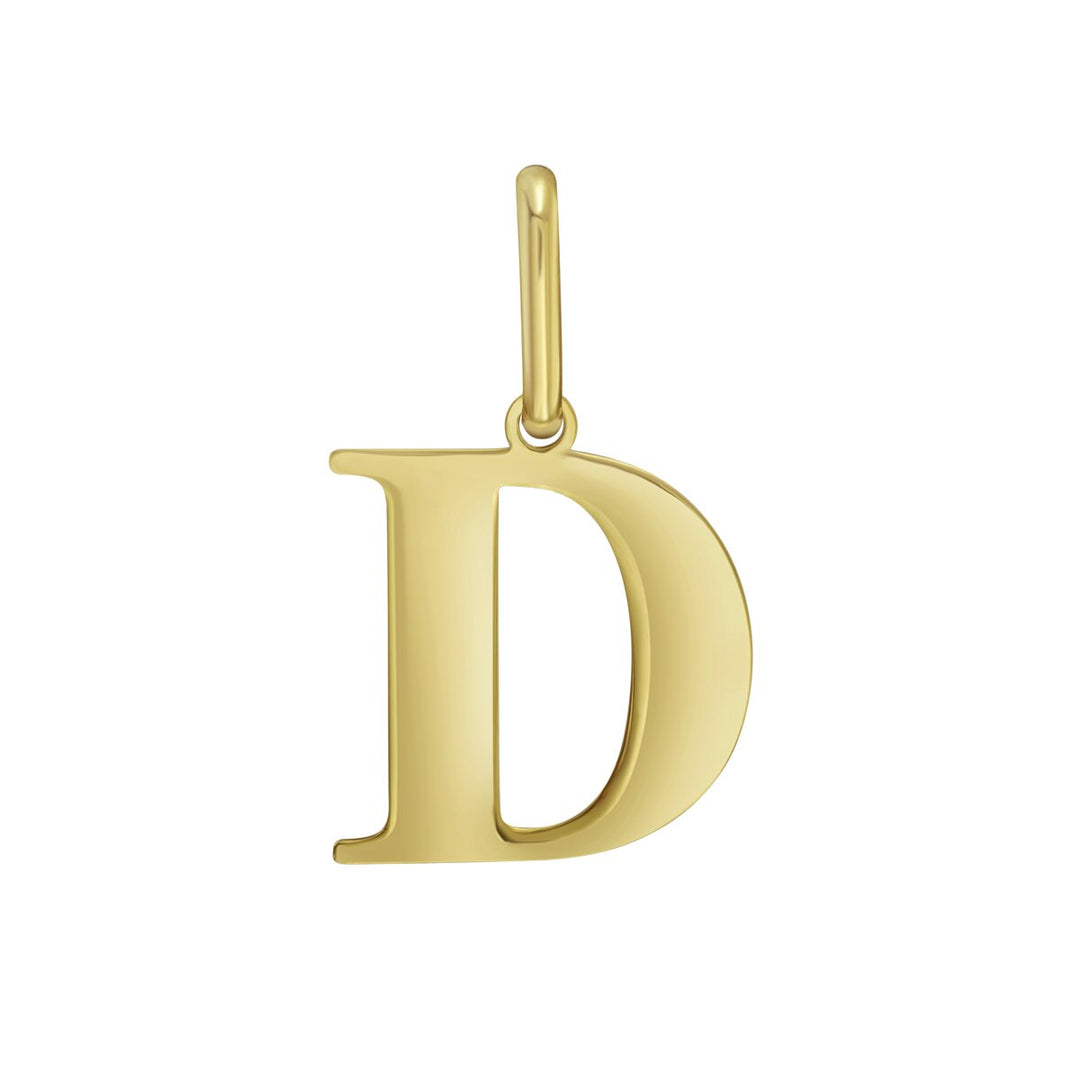 14K Yellow Gold Initial D Charm, front view