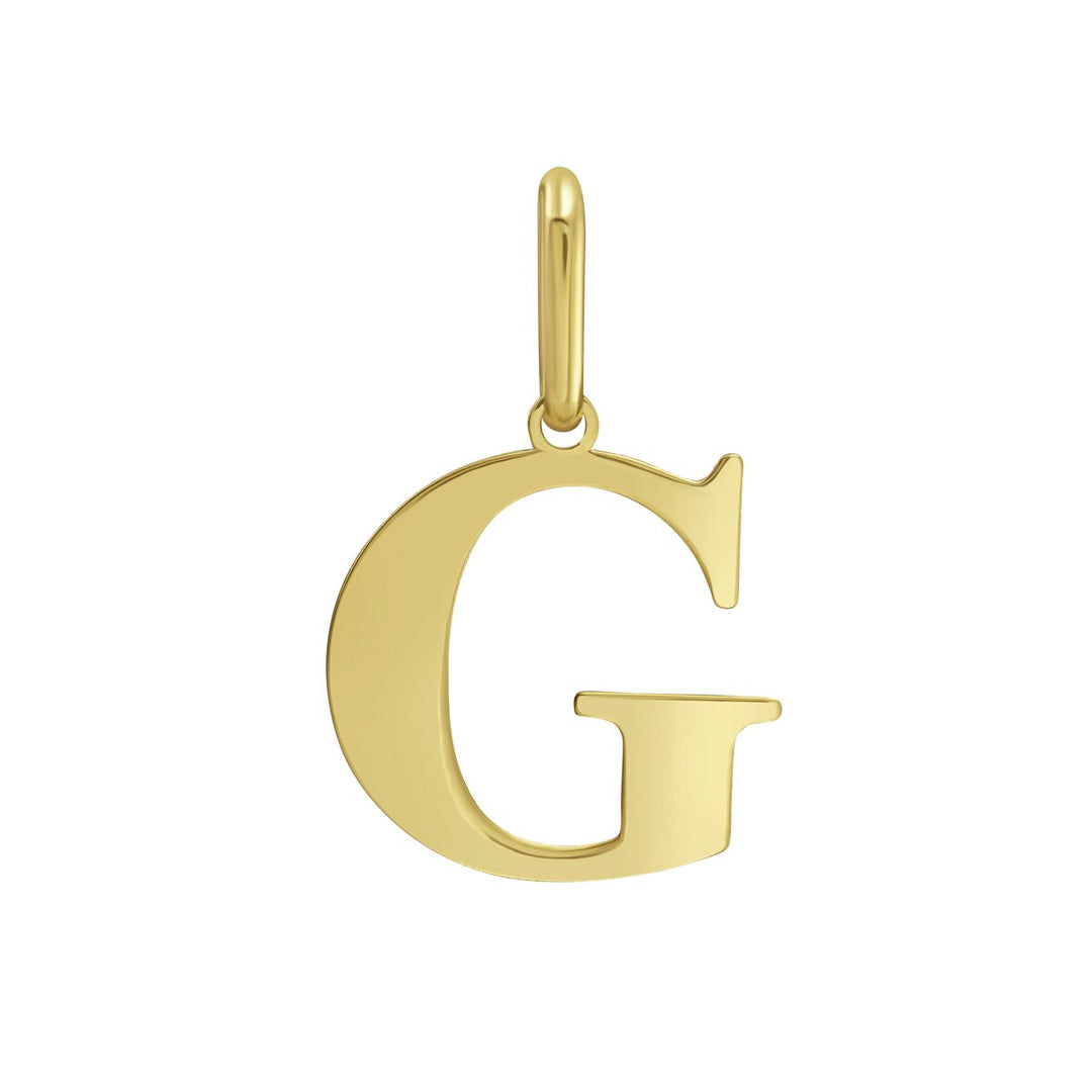 14K Yellow Gold Initial G Charm, front view