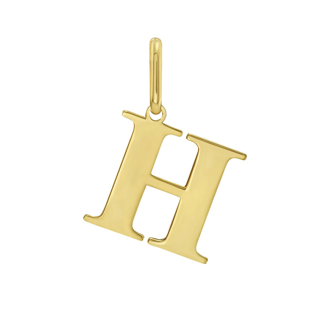 14K Yellow Gold Initial H Charm, front view