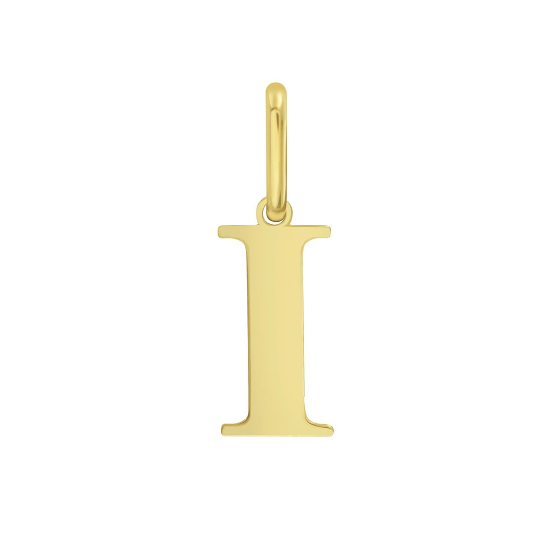 14K Yellow Gold Initial I Charm, front view