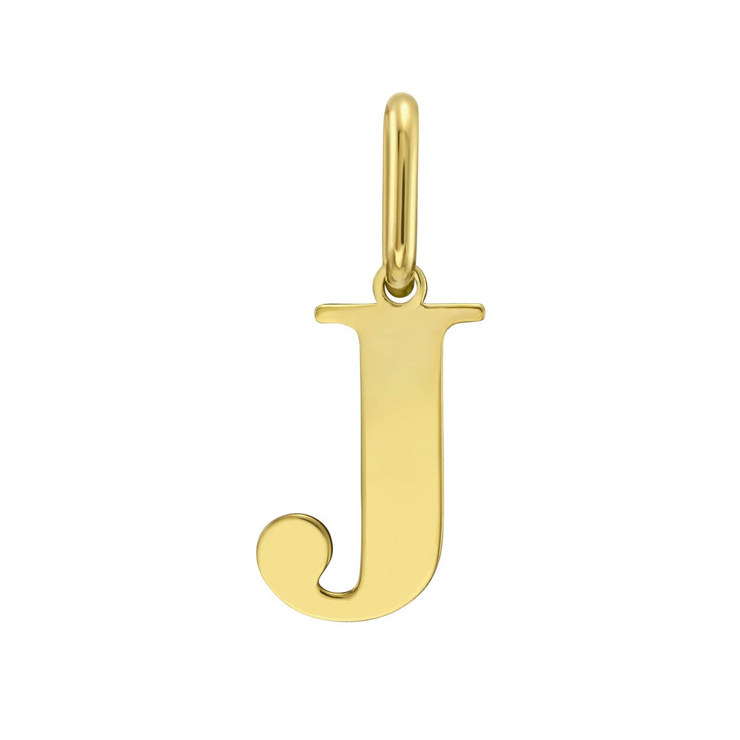 14K Yellow Gold Initial J Charm, front view