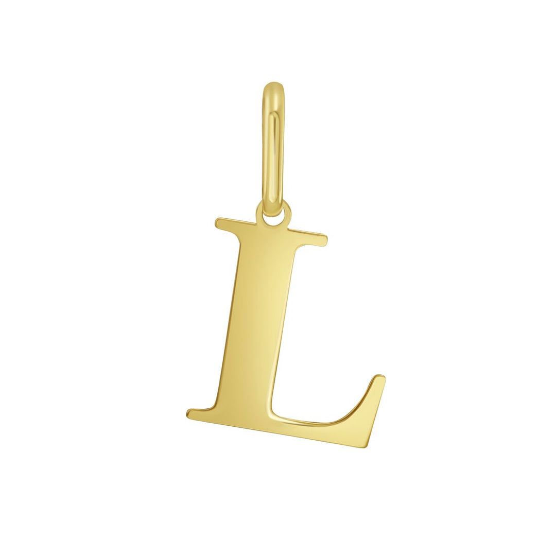 14K Yellow Gold Initial L Charm, front view