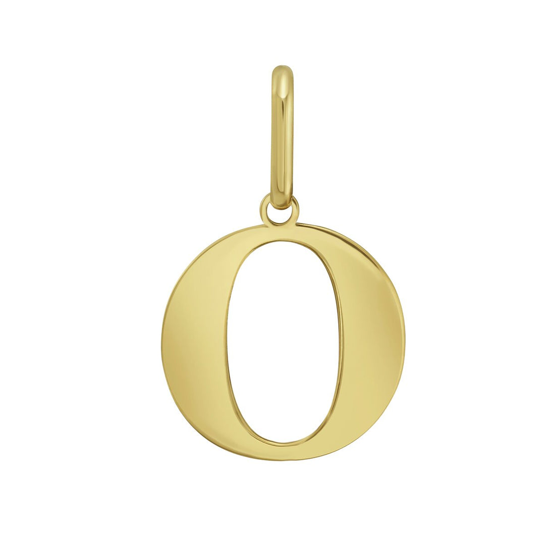 14K Yellow Gold Initial O Charm, front view