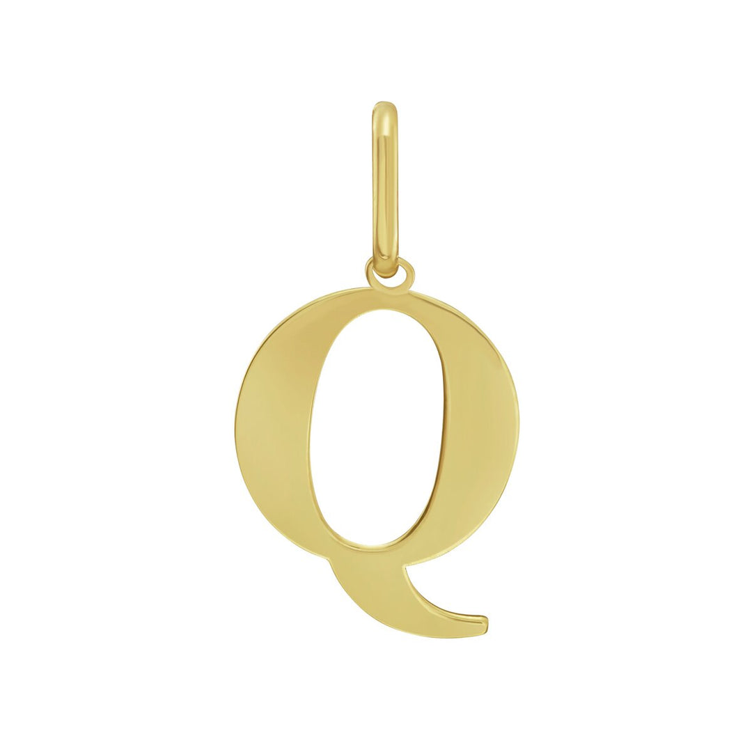 14K Yellow Gold Initial Q Charm, front view