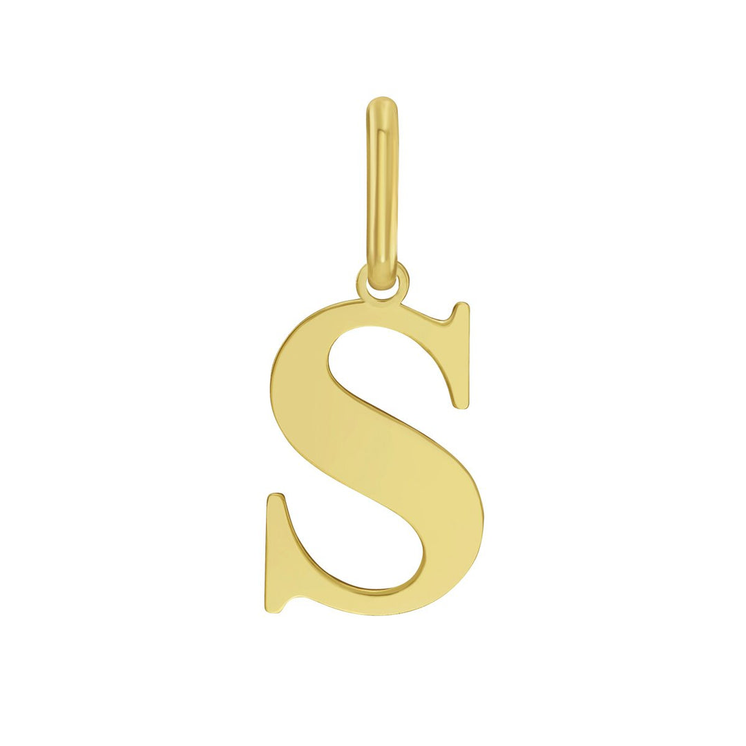 14K Yellow Gold Initial S Charm, front view