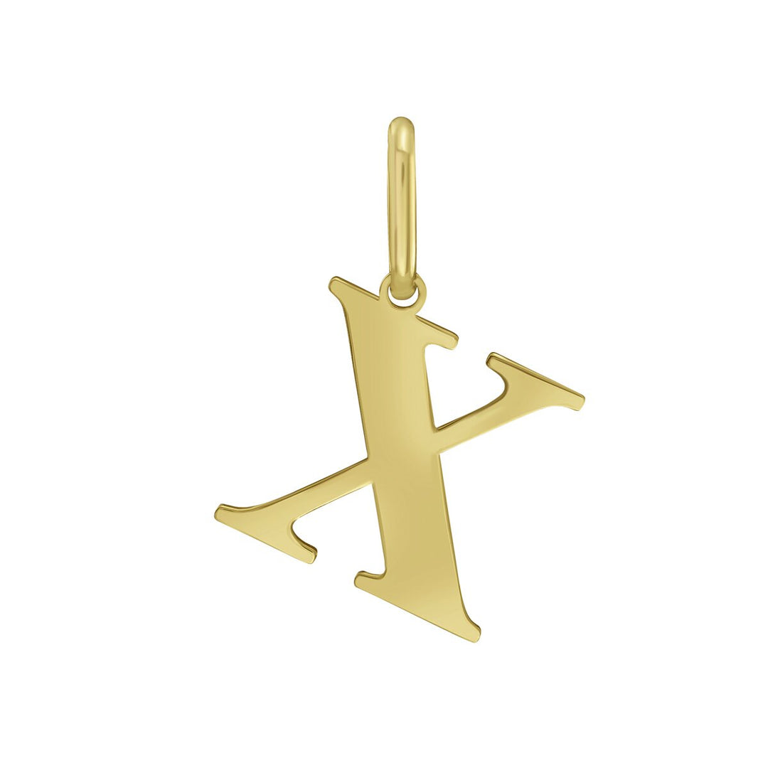 14K Yellow Gold Initial X Charm, front view