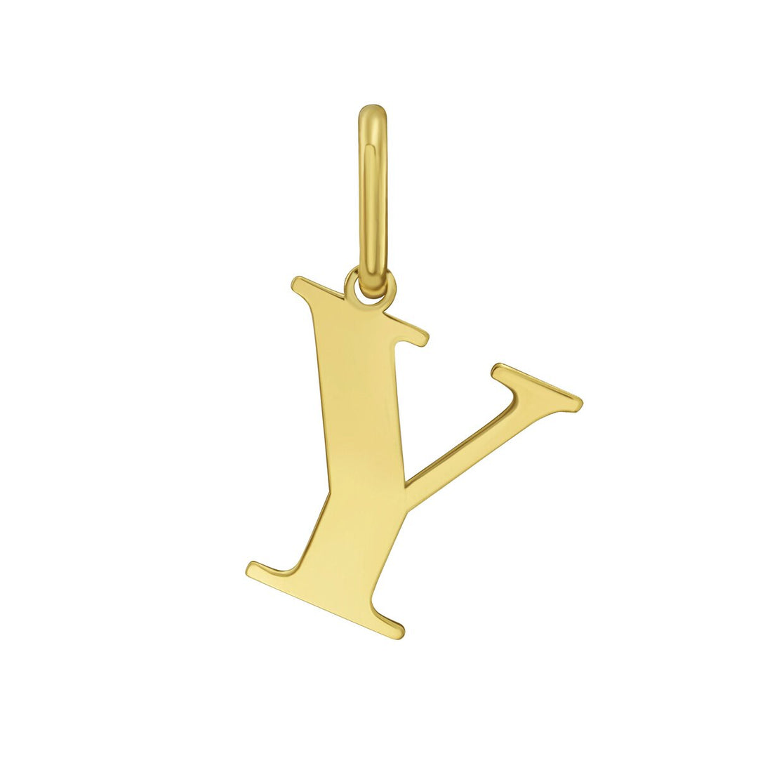 14K Yellow Gold Initial Y Charm, front view