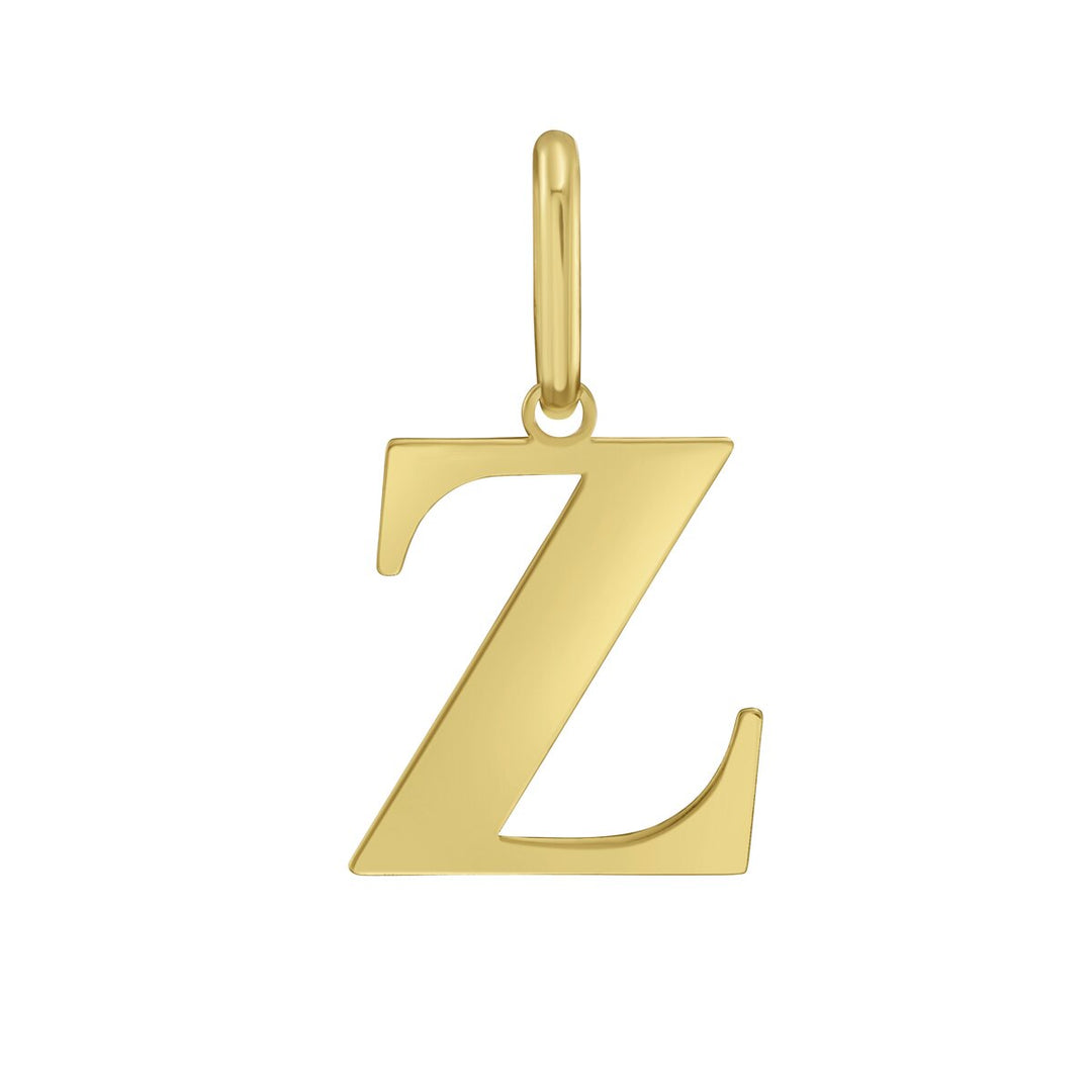 14K Yellow Gold Initial Z Charm, front view