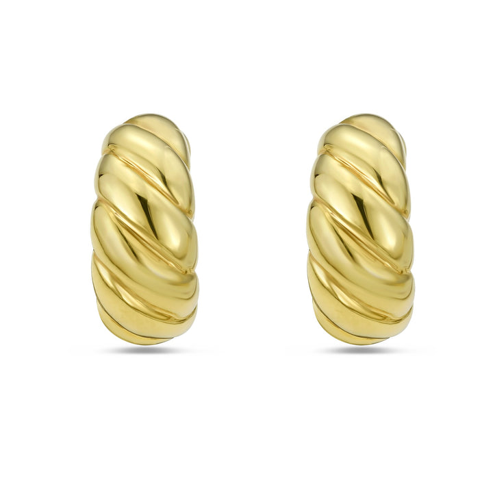 14K Yellow Gold Italian Cable Large Omega Back Hoops, view 3