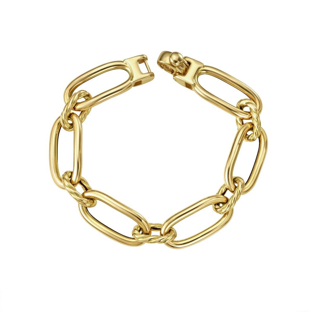 14K Yellow Gold Italian Cable Oval Paperclip Link Bracelet, front view