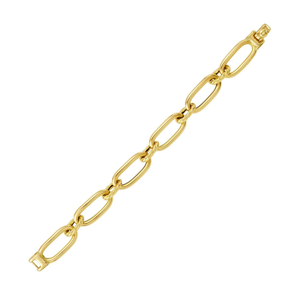 14K Yellow Gold Italian Cable Oval Paperclip Link Bracelet, view 2