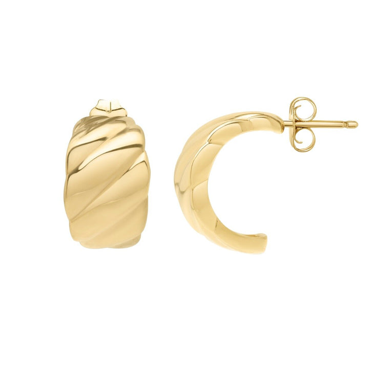 14K Yellow Gold Italian Cable Twist Half-Moon Earrings, view 2