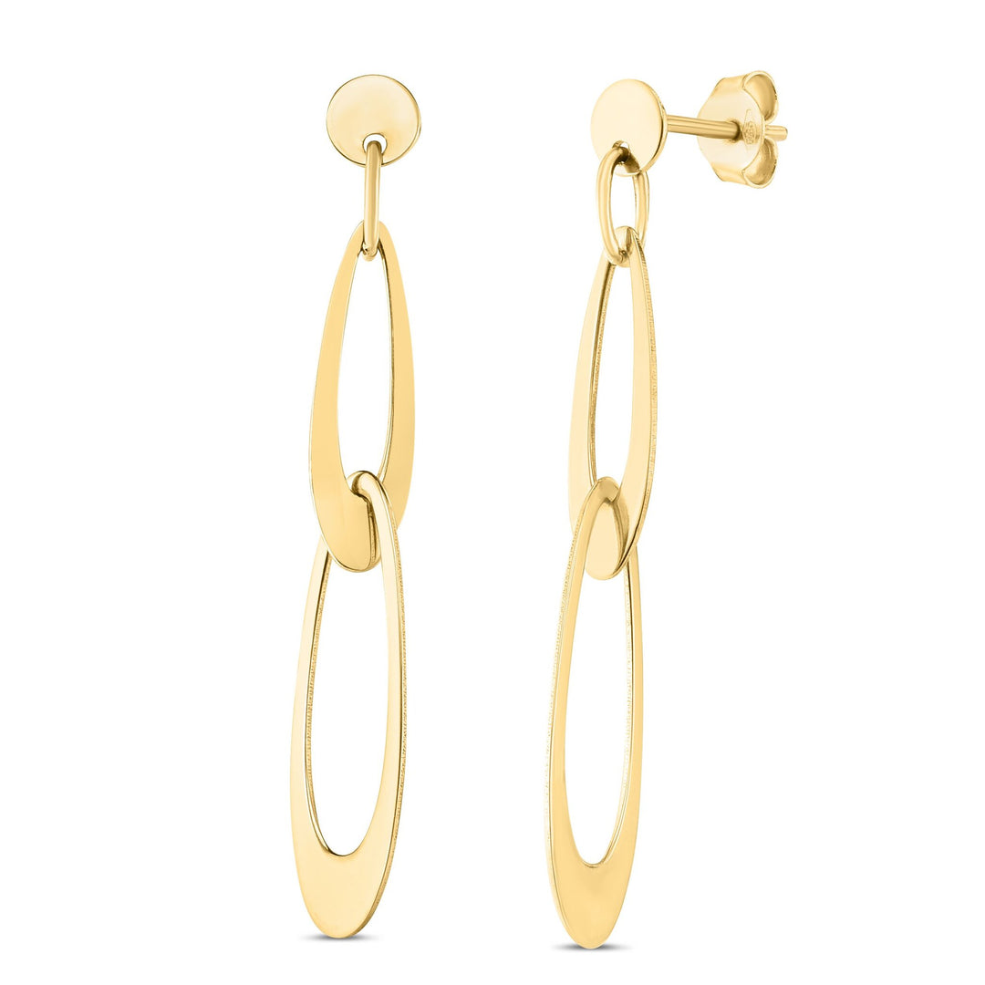 14K Yellow Gold Italian Oval Link Earrings, front view