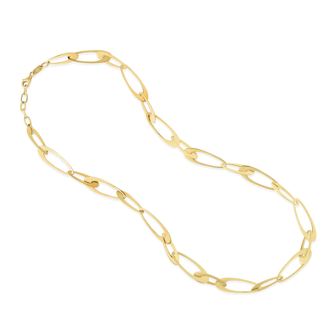 14K Yellow Gold Italian Oval Links Chain, front view