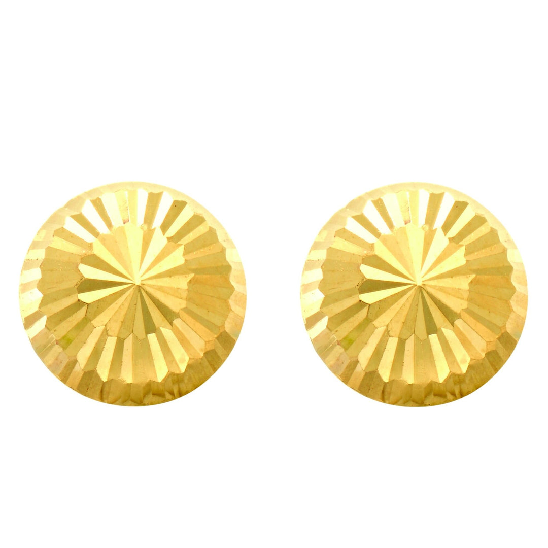 14K Yellow Gold Large Diamond Cut Burst Post Earring, front view