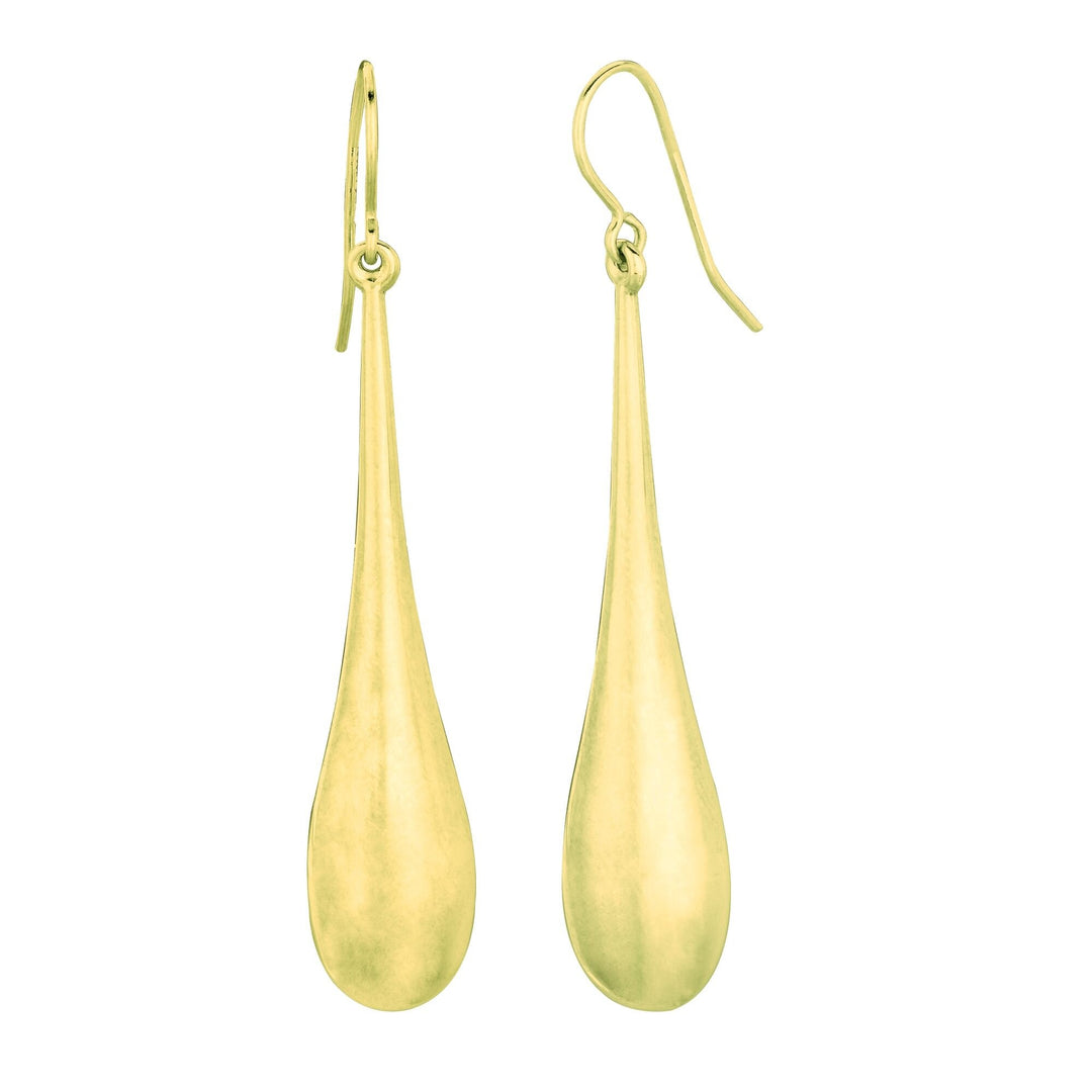 14K Yellow Gold Large Polished Graduated Tear Drop Earring, front view