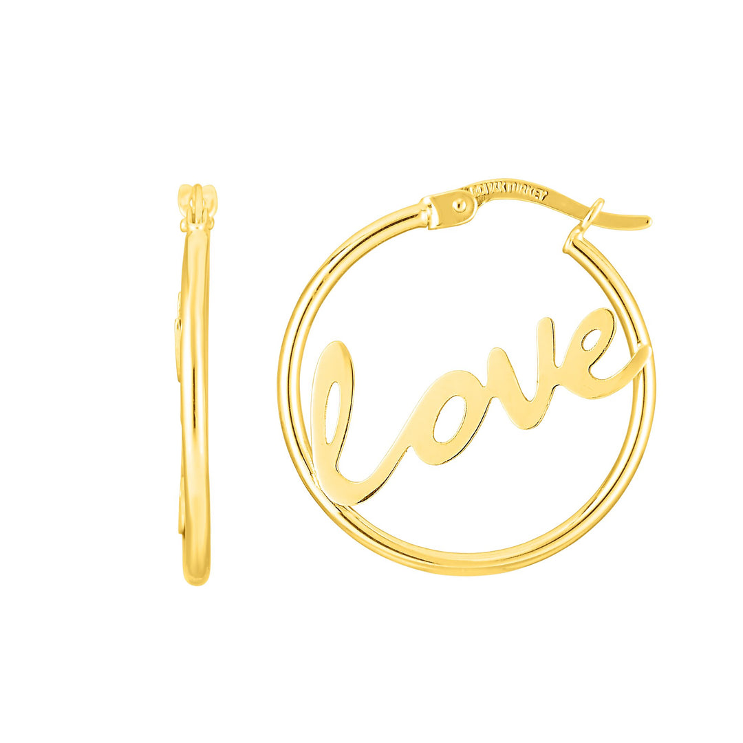 14K Yellow Gold Love Hoop, front view